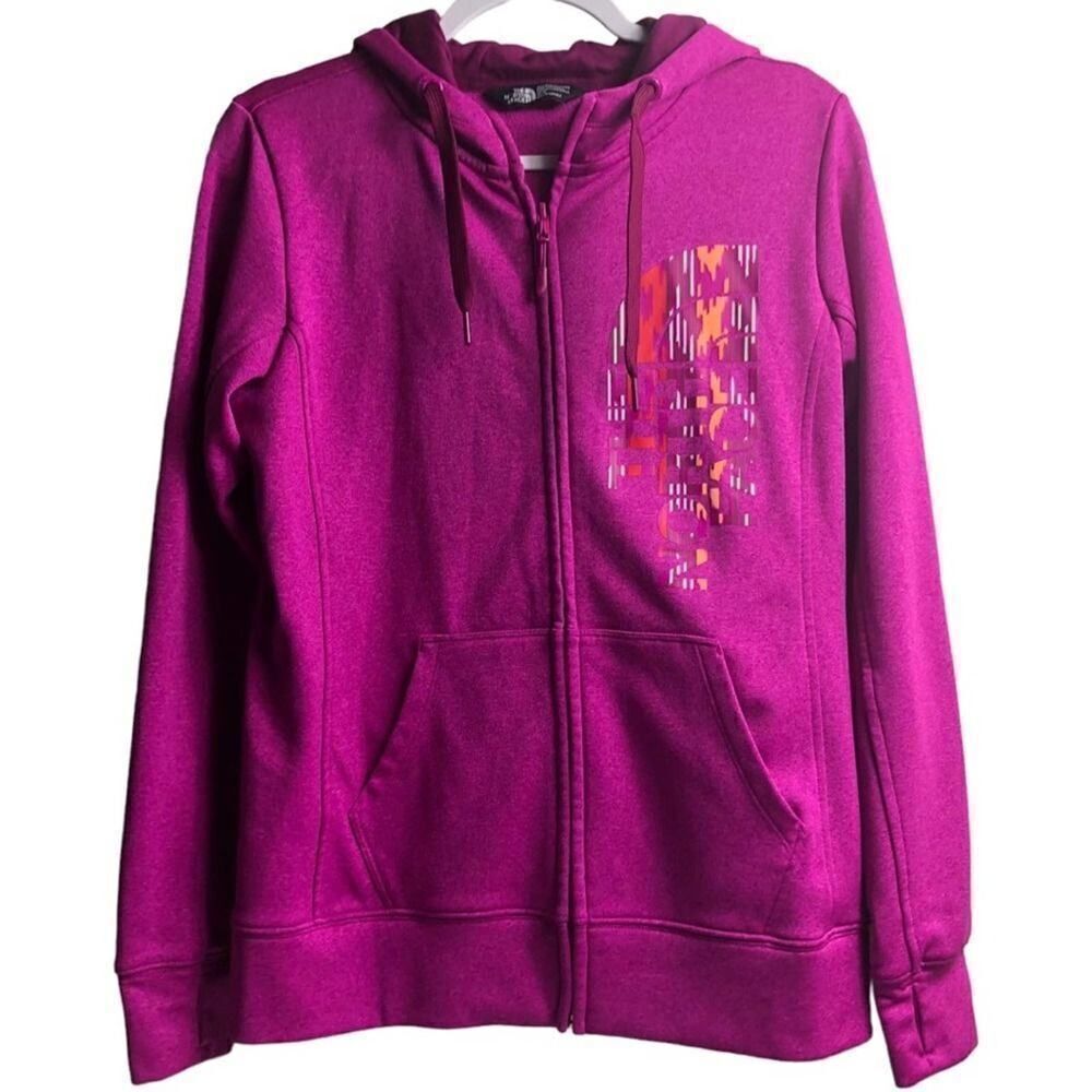 The North Face Pink Hooded Vertical Logo Full Zip Jacket